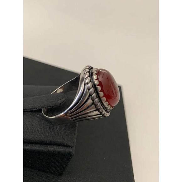 New Men's Solid 925 Sterling Silver Natural Brown Carnelian Gemstone Ring Size11 - Picture 2 of 3